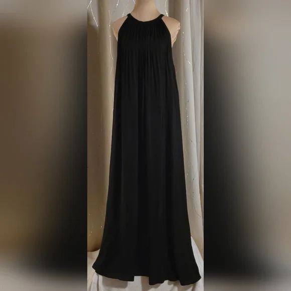 ​Vince. Black Sunburst Pleated Neck Halter Maxi Dress - 10 - Picture 2 of 15